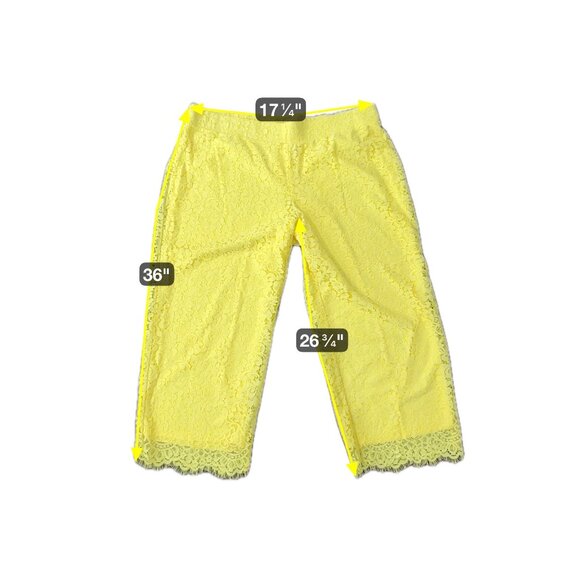 Isaac Mizrahi Live! Floral Lace Wide Leg Pants Yellow Sz XL Petite Bohemian - Picture 9 of 11